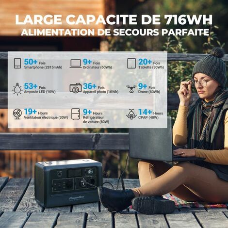 BLUETTI Générateur Électrique EB70(1000W/716Wh) avec Panneau Solaire  PV200(200W),Batterie LiFePO4,Groupe Électrogène Solaire  extérieur,camping,balcon