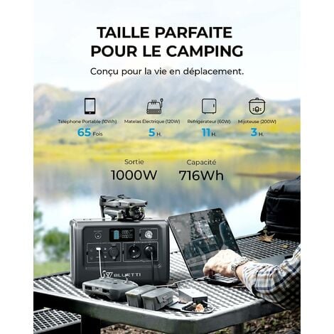 Générateur Électrique Solaire BLUETTI AC180 avec Panneau Solaire PV120,  1152Wh Batterie LiFePO4, pour Camping, Voyage, Panne de Courant