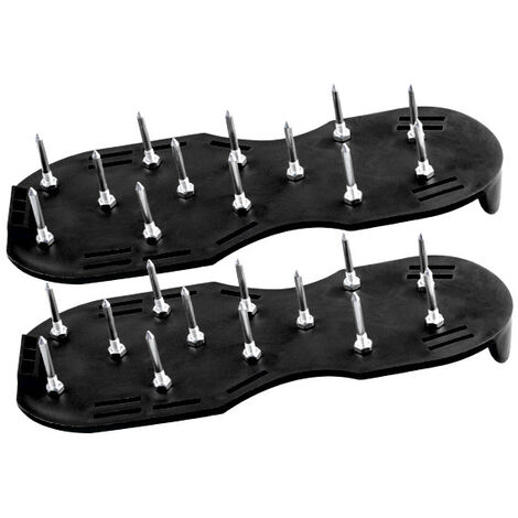 Gonfleur de pelouse de jardin, sandale à pointes en métal avec sangle de talon robuste et 2 sangles réglables pour gonfleur de jardin ou de pelouse (noir)