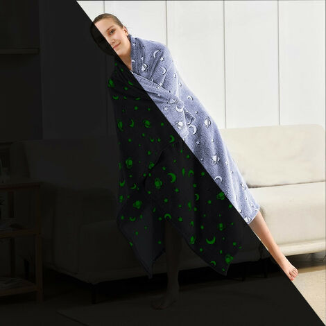 Cape Polaire Enfant Grise Avec Capuche - Étoiles Et Lunes Fluorescentes