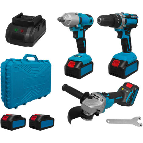 Kit perceuse visseuse meuleuse sans fil double batterie 72V avec mallette
