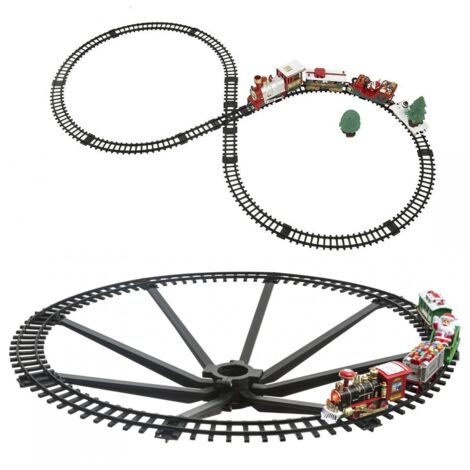 Train de Noël décoratif pour arbre – Piste de 89 cm – 33 pièces avec locomotive et accessoires lumineux – Fonctionne sur piles – Mediawave Store (1/5)