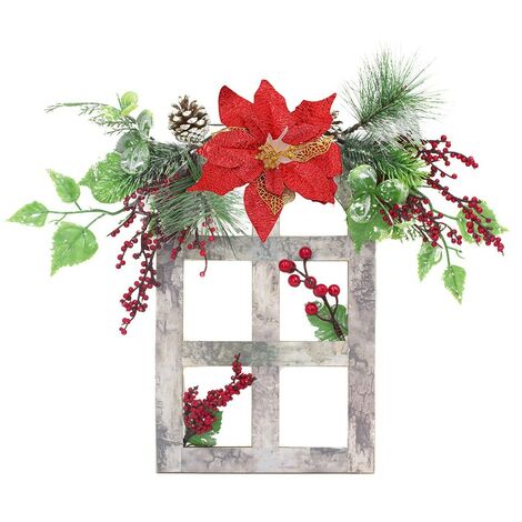Décoration d'élan en bois cintre de décoration Noël vert  rouge 10,5 cm 6pcs-14475