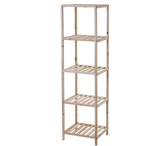 Étagère en bois de sapin 5 niveaux – Dimensions H130 x L35 x P30 cm – Pour rangement salon, chambre, salle de bain – Mediawave Store