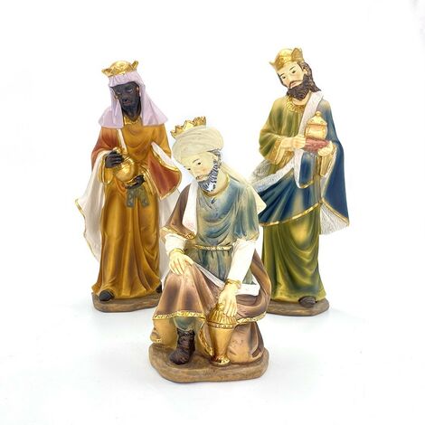 Ensemble Figurines Crèche Noël Résine - Statues Scène Nativité Colorées Pour Décoration Festive