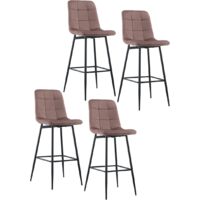 Set 4 tabourets velours VELVETTE, dossier, repose-pieds, pied noir Couleur: rose ancienne
