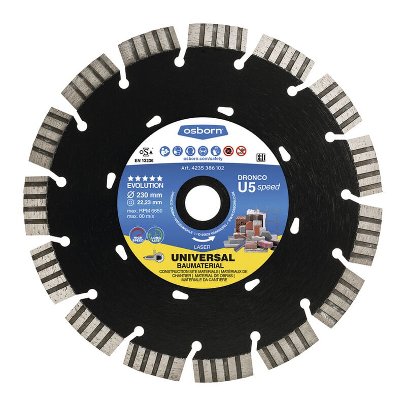 DRONCO U5SPEED-180 - Disco de diamante Evolution U5 Speed - Universal obra Ø 180 mm