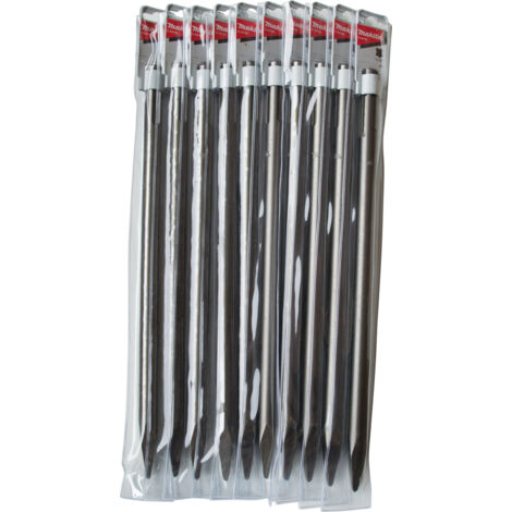 Makita – Burin pointu SDS-MAX 400 mm – Lot de 10 pièces pour béton armé – Compatible marteaux 5-12 kg – D3418210