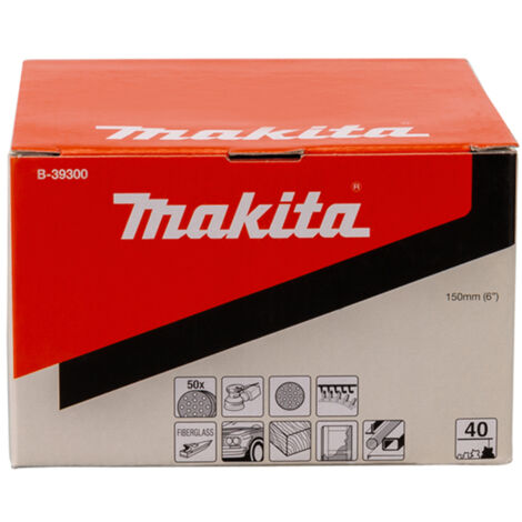 Makita – Disque à lamelles 150 mm K40 – 50 pcs – Pour ponçage bois et métal – Velcro – 15 trous pour aspiration (1/3)