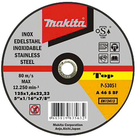 MAKITA P-53051 Disque de coupe extra mince en acier inoxydable 125mm (1/2)