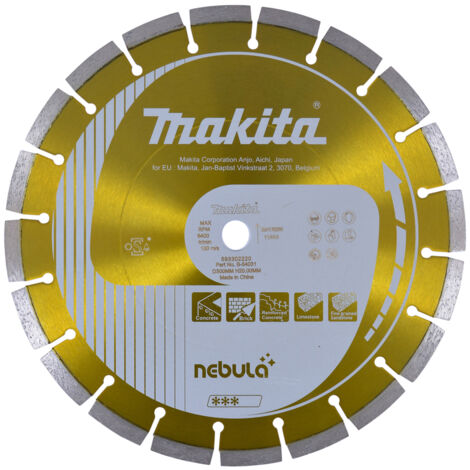 Makita – Lame à tronçonner diamantée 300mm B54031 – Disque pour béton armé – Soudage laser pour durée de vie prolongée – Alésage 20mm