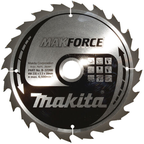Makita – B32269 Lame de scie circulaire 235 mm – 20 dents T.C.T – Pour coupes précises dans le bois dur – Alésage 30 mm