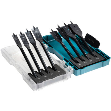 Coffret de 8 mèches à bois plates MAKITA, 12,14,16,18,20,22,25,32 mm, tige hexagonale