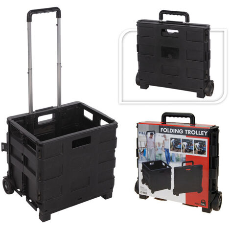 Ac-Deco – Chariot de courses pliant en aluminium – Boîte pliante noire 38x36x30cm – Capacité 30L – Poids maximum 18kg (1/10)