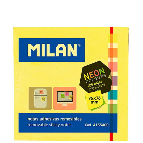 Pack de 400 notes autocollantes 76x76mm Milan couleurs fluor (1/3)