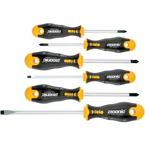 Jeu de tournevis ERGONIC 6 pièces. SL/PZ/PH Felo 40096118 (1/4)