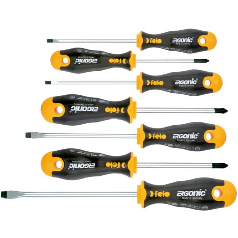 Jeu de tournevis ERGONIC 7 pièces. SL/PZ/PH Felo 40097118 (1/4)