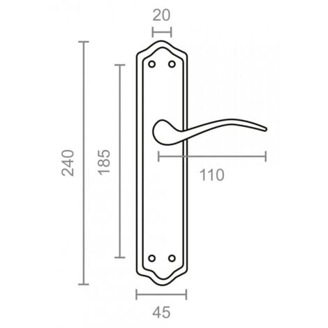 Poignée de porte en laiton (45x240x52 mm)  MICEL 01777