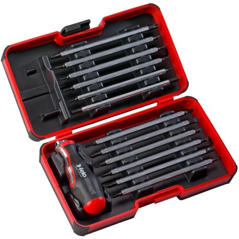 Felo – Tournevis porte-embout avec 13 tiges interchangeables – Empreintes SL/PH/PZ/TORX®/Hexagone – Acier haute qualité – 6081306