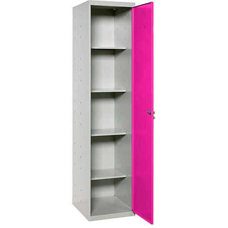 SIMONLOCKER Armoire en métal à 4 étagères (180x40x40cm) GRIS et ROSE (1/3)