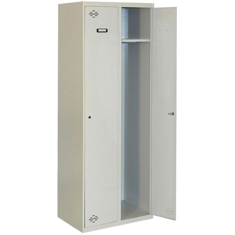 Casier Vestiaire Métallique 3 Portes - 1800x300x500 Mm - Serrure Intégrée - Gris/Blanc - Simonrack