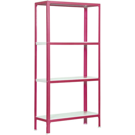 Simonrack Étagère métallique rose et blanc 4 plateaux réglables (1/5)
