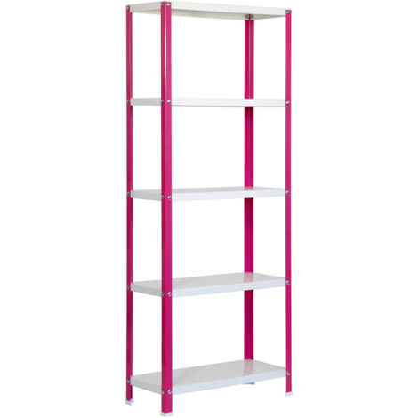 Simonrack Étagère métallique rose et blanc 5 étagères 180 cm (1/4)