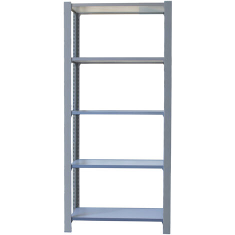 Officlick Étagère métal gris blanc 5 étagères 200 kg (1/4)