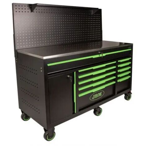 JBM – Chariot à outils 11 tiroirs – Servante roulante en acier avec panneau perforé – Dimensions 1547×584×789 mm – Charge maximale 300 kg - JBM54510