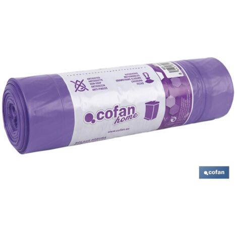 30 Sacs poubelles parfumés à fermeture automatique de couleur violette (30 l) COFAN 41003333