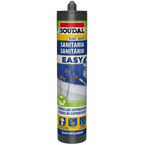 Soudal – Mastic sanitaire blanc 290ml – Résistance à la moisissure – Application facile pour joints dans environnements humides – Nettoyage à l'eau (1/2)