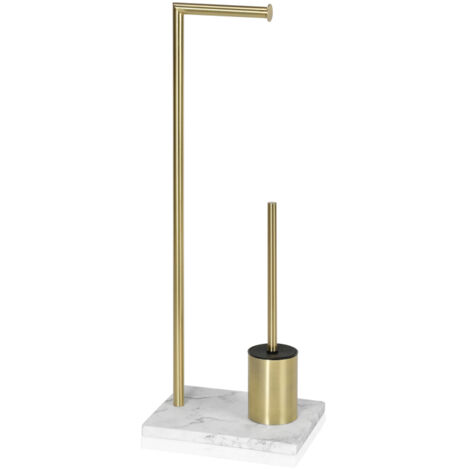Porte-papier hygiénique de toilet paper avec porte-balayette alexandra house living whitegilded metal polyresin 27 x 73 x 22 cm (1/5)