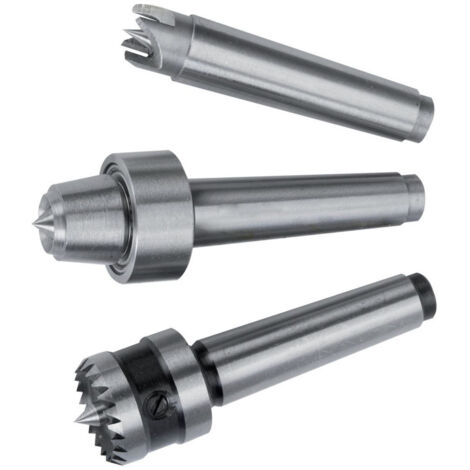 Holzstar – Jeu de butées rétractables pour tours à bois – Lot de 3 pièces – Support conique MK2 – Installation facile sur machines appropriées