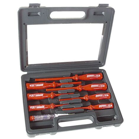 Brüder Mannesmann – Tournevis cruciforme isolé 1000V – Jeu de 8 avec lames en chrome vanadium – Pour espaces confinés – M11878PL (1/4)