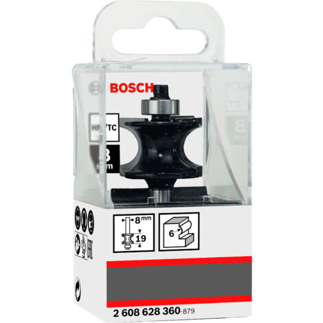 Bosch – Fraise demi-rond 8 mm pour fraisage bois dur – Rayon 6 mm – Longueur 63 mm – 2608628360