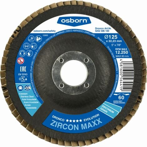 ZIRCON MAXX Disque de broyage en zircone, Ø115 mm, grain 60 et plateau plat