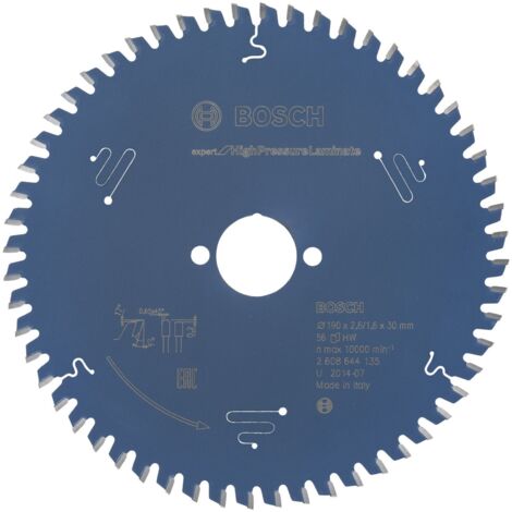 Bosch – Lame de scie circulaire 190mm – Alésage 30mm – 56 dents pour stratifié haute pression – Coupe nette – 2608644135