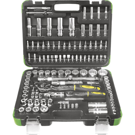 Mallette à outils de 113 pièces avec clés à douille chromées à 12 tranchants JBM52979