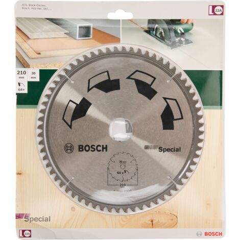 Bosch – Lame de scie circulaire 210 mm – Diamètre 30 mm – 64 dents pour bois massif et métaux non ferreux – Coupe nette sans éclat - 2609256893