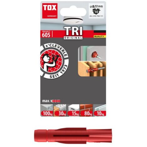 Blister de 10 bouchons universels TRI, 8 x 51 mm  TOX 010700111