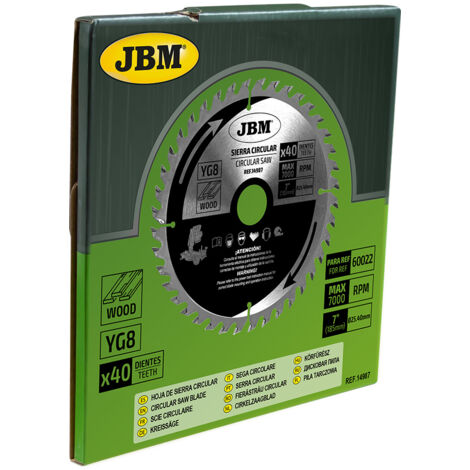 LAME DE SCIE CIRCULAIRE 40T 185mm. POUR LE BOIS POUR REF. 60022 JBM14987 (1/2)