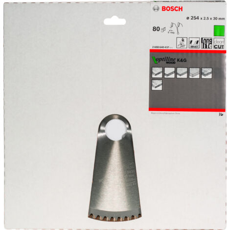Bosch – Lame de scie circulaire pour bois dur 254 mm – Alésage 30 mm – 80 dents – Coupe nette sans éclat – 2608640437