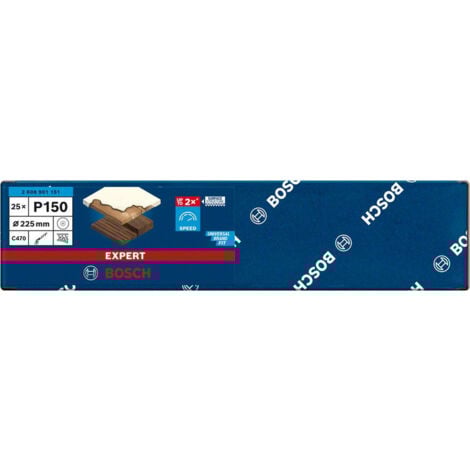 Expert C470 Papier abrasif avec 19 trous pour ponceuse à plaques de plâtre 225 mm G 150 25pcs  BOSCH 2608901151