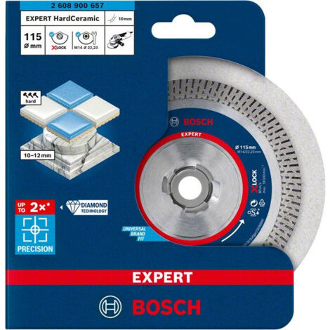 Bosch – Disque diamant pour meuleuse 115 mm – Alésage 22,23 mm – Coupe nette sans éclats – Système X-LOCK – 2608900657