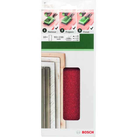 Jeu de feuilles abrasives Ponceuse orbitale 10 pièces Taille 60 120 180  BOSCH 2609256B00