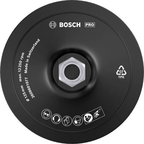 Bosch – Tampon de ponçage 125mm M14 – Plateau-support PRO avec fixation velcro – Pour meulage efficace – 2608601077 (1/6)