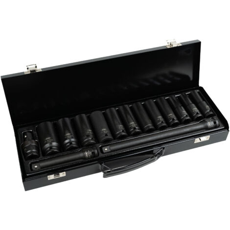JBM 52346 JEU 15 PIECES À CHOC AVEC 12 DOUILLES LONGUES DE 1/2 6 PANS + REDUCTEURS