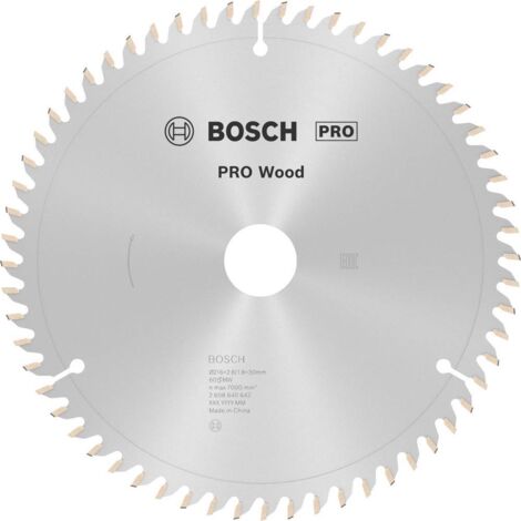 Bosch – Lame de scie circulaire pour bois dur 216 mm – Ø alésage 30 mm – 60 dents en carbure – Coupe nette sans éclat – 2608640642