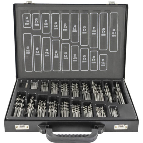 Caisse de 170 forets hélicoïdaux chromes HSS 4341 pour métal (Ø1 - 10 par incréments de 0,5)  JBM53852 (1/4)