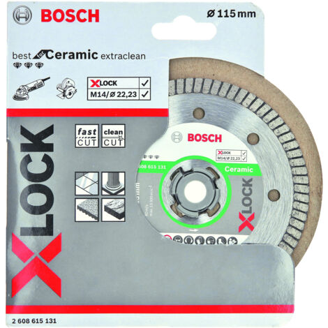 Bosch – Disque à tronçonner diamanté 115 mm – Alésage 22,23 mm – Coupe nette pour céramique et faïence – Système X-LOCK – 2608615131